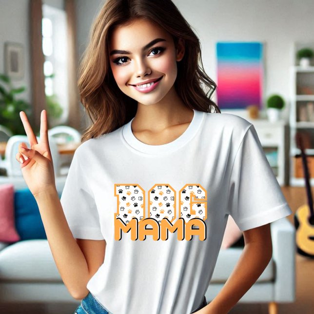 Hund Mamma Tass Mönster T Shirt (DOG MAMA)