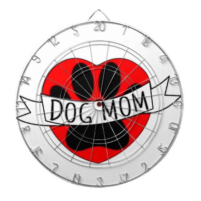 Hund Mamma Tass och Röda hjärtat Teckning Darttavla (Framsidan)