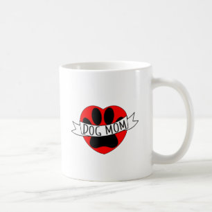 Hund Mamma Tass och Röda hjärtat Teckning Kaffemugg