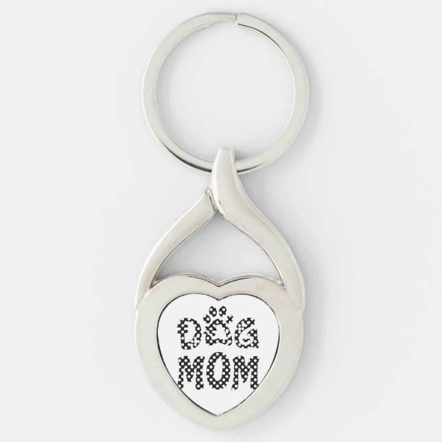 Hund Mamma Twisted Heart Silverfärgad Nyckelring (Framsidan)
