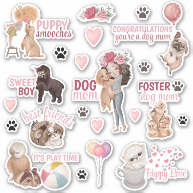 Hund Mamma Vinyl Stickers Klistermärken (Framsida)