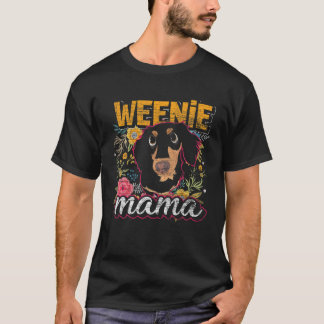 Hund Mamma Women Girls Gift Weenie Mamma Flower Da T Shirt