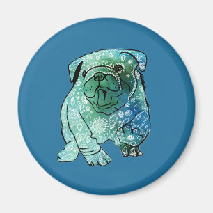 Hund Mandala fransk Bulldog Konst Rund Magnet