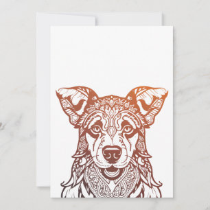 Hund Mandala Ornamental, Hand plockade Hund Mandal Julkort