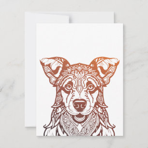 Hund Mandala Ornamental, Hand plockade Hund Mandal Tack Kort