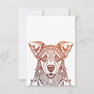 Hund Mandala Ornamental, Hand plockade Hund Mandal Tack Kort