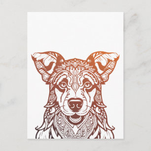Hund Mandala Ornamental, Hand plockade Hund Mandal Vykort