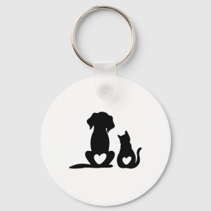 Hund marionett och Baby Hund och klöver Nyckelring
