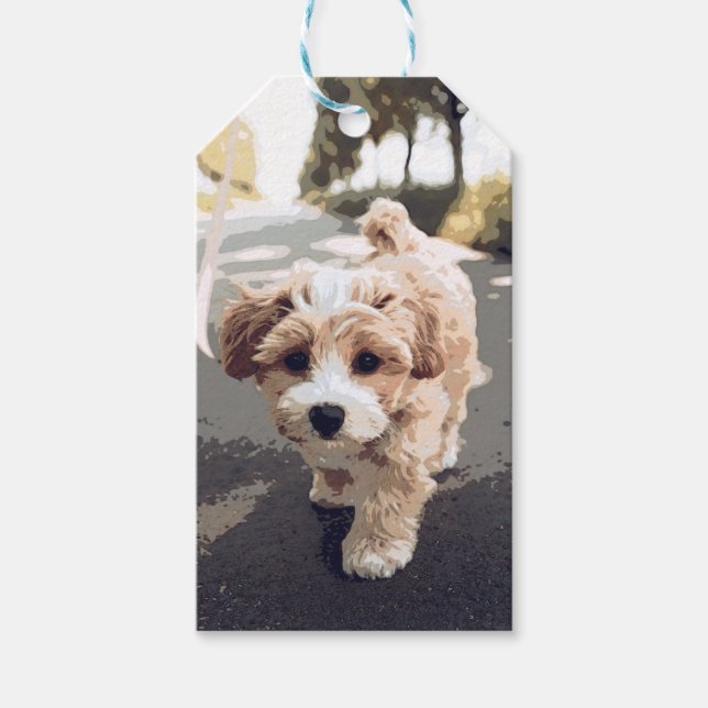 Hund, marionett, pooch presentetikett (Framsidan)