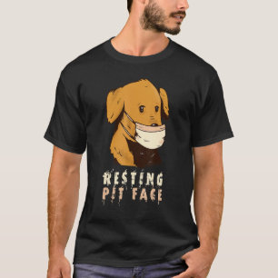 Hund Mask Ansikte Resterande Pit Ansikte Rolig hun T Shirt