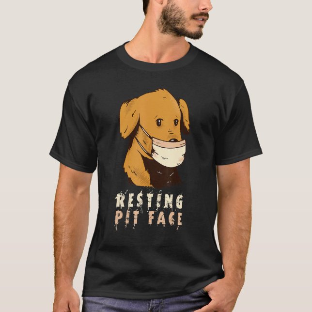 Hund Mask Ansikte Resterande Pit Ansikte Rolig hun T Shirt (Framsida)