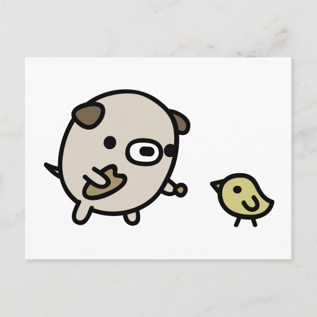 Hund Matande fåglar Vykort (Framsida)