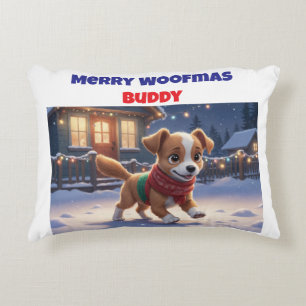Hund med accentfyllning för Merry Woofmas-Personli Prydnadskudde