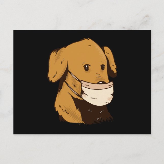 Hund med Ansikte-mask Vykort (Framsida)