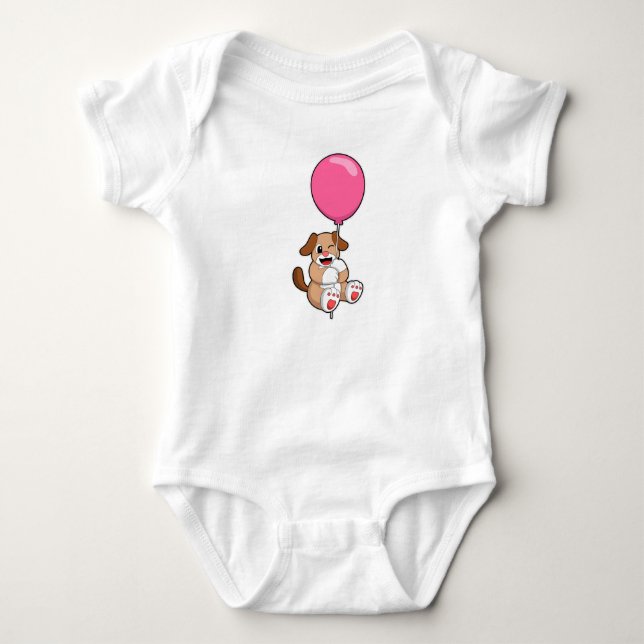 Hund med Balloon T Shirt (Framsida)