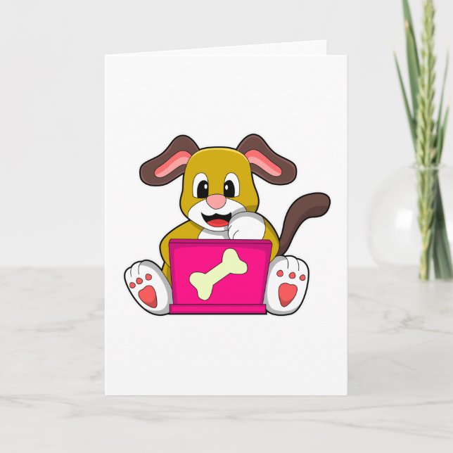 Hund med bärbar dator kort (Framsida)