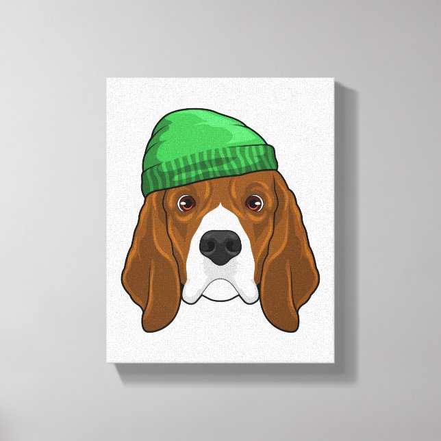 Hund med Beanie Canvastryck (Framsida)