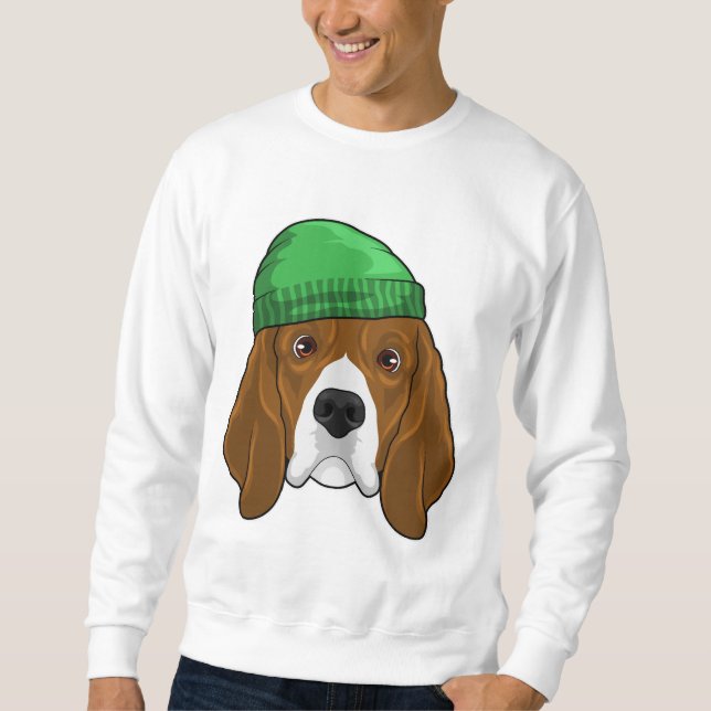Hund med Beanie Lång Ärmad Tröja (Framsida)
