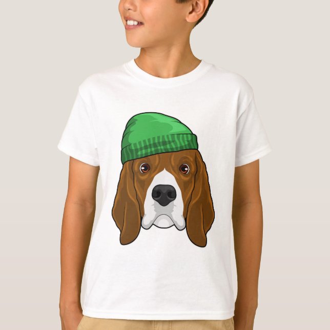 Hund med Beanie T Shirt (Framsida)