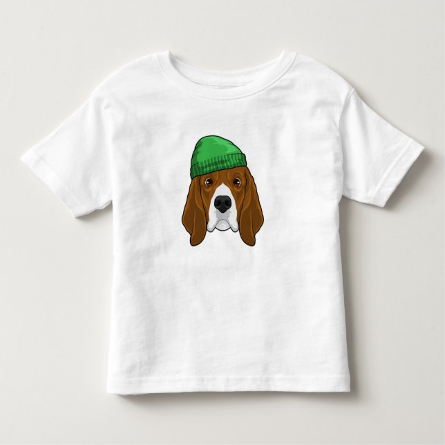 Hund med Beanie T Shirt (Framsida)