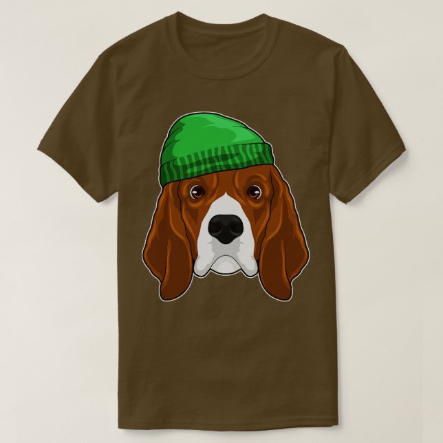 Hund med Beanie T Shirt (Design framsida)