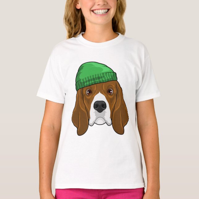 Hund med Beanie T Shirt (Framsida)