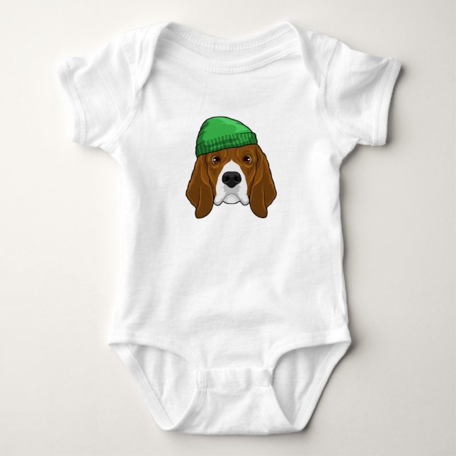 Hund med Beanie T Shirt (Framsida)