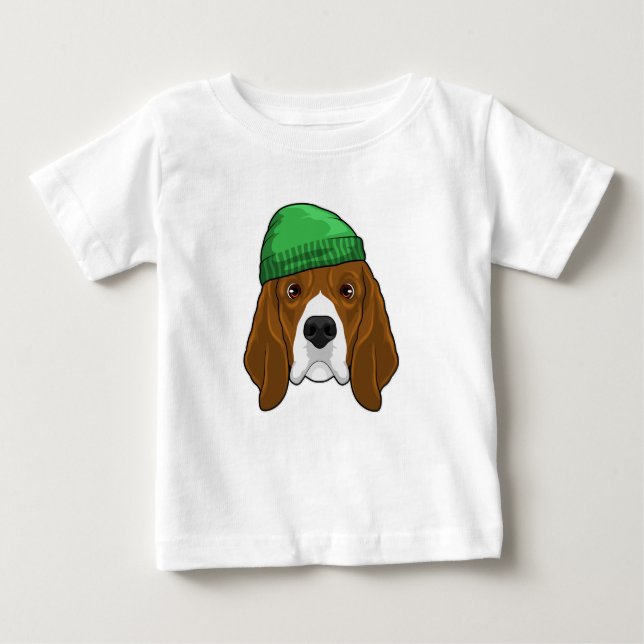 Hund med Beanie T Shirt (Framsida)