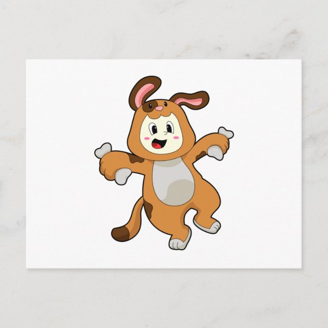 Hund med ben som kanin vykort (Framsida)