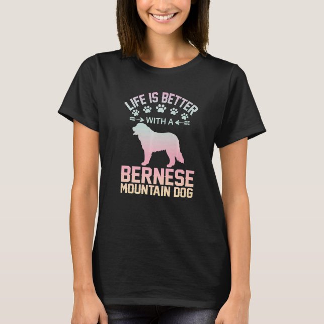 Hund med Bernese Mountain Hund 1 T Shirt (Framsida)