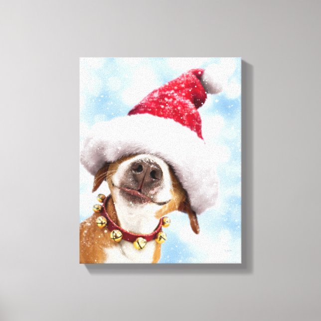 Hund med Big Santa Hat Canvastryck (Framsida)