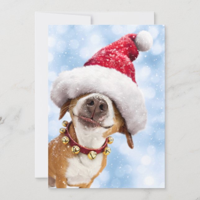 Hund med Big Santa Hat Inbjudningar (Framsida)
