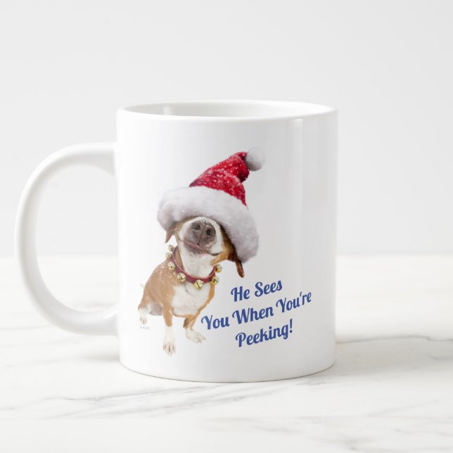 Hund med Big Santa Hat Jumbo Mugg (Vänster)