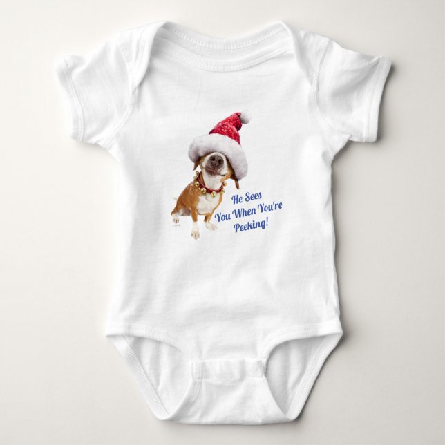 Hund med Big Santa Hat T Shirt (Framsida)