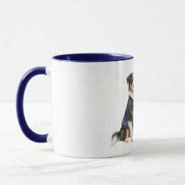 Hund med blå jacka mugg