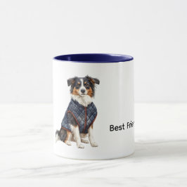 Hund med blå jacka mugg
