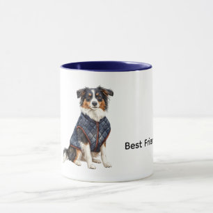 Hund med blå jacka mugg