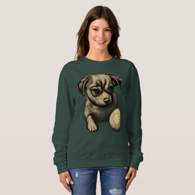 Hund med boll Cute Animal Älskare T Shirt (Hel framsida)