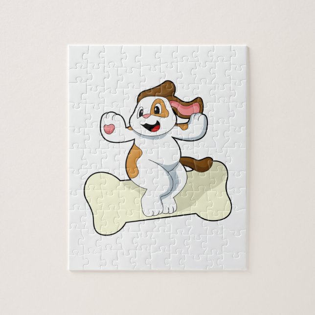 Hund med Bone Pussel (Vertikal)