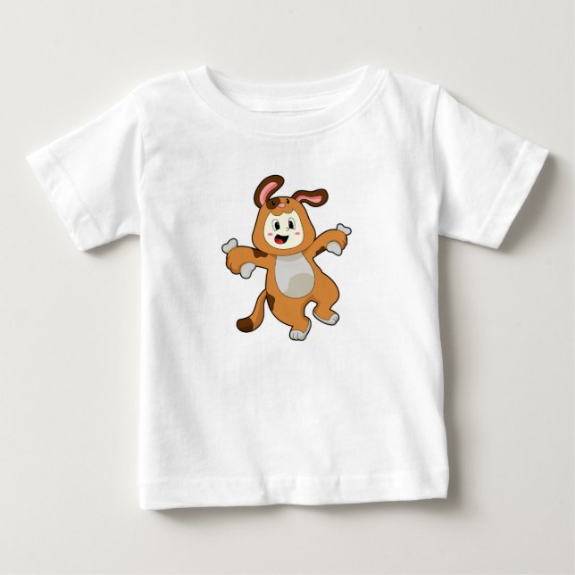 Hund med Bone som kanin T Shirt (Framsida)