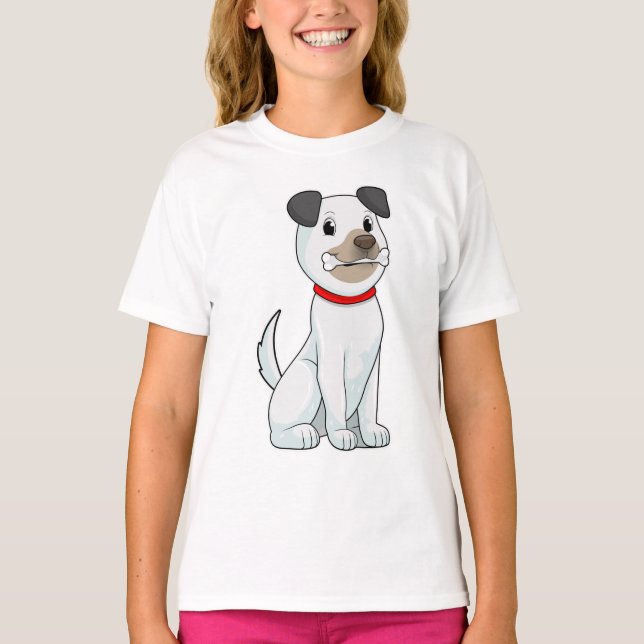 Hund med Bone T Shirt (Framsida)