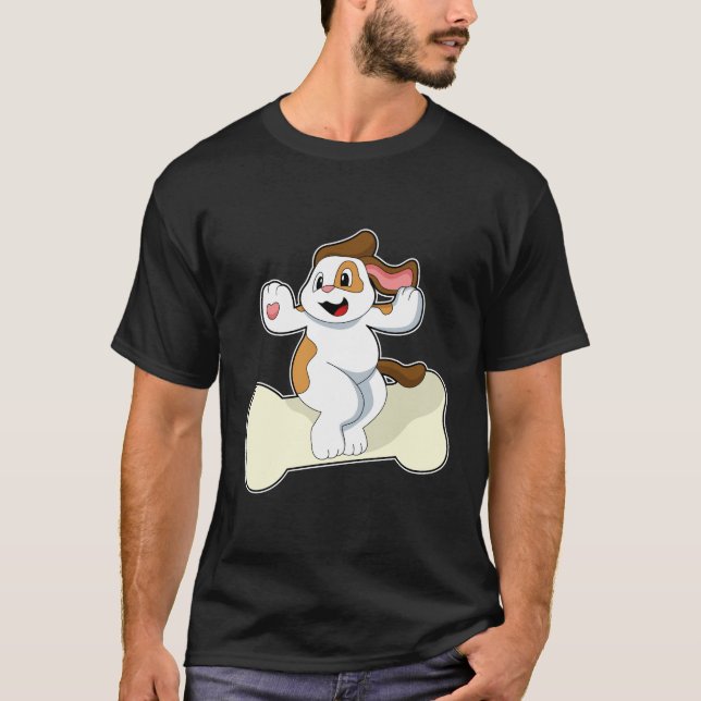 Hund med Bone T Shirt (Framsida)