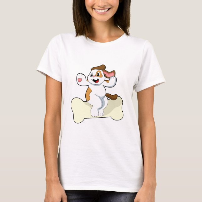 Hund med Bone T Shirt (Framsida)