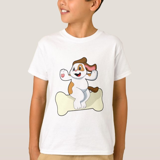 Hund med Bone T Shirt (Framsida)