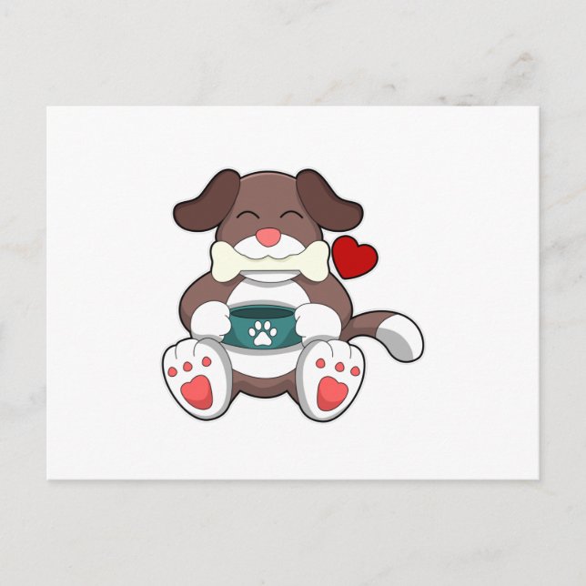 Hund med Bone Vykort (Framsida)