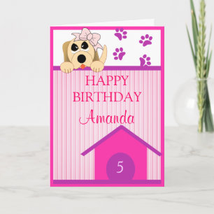 Hund med Bow & Hund House Birthday Kort