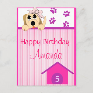 Hund med Bow & Hund House Birthday Vykort
