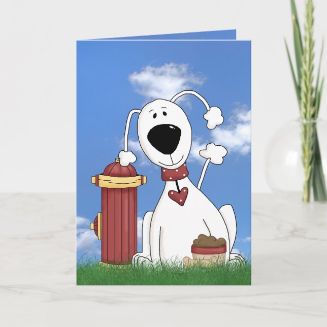 hund med brandpostfödelsedaghumor kort (Framsida)