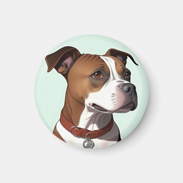 Hund med brun och vit Jacka och kolvar Magnet (Framsidan)