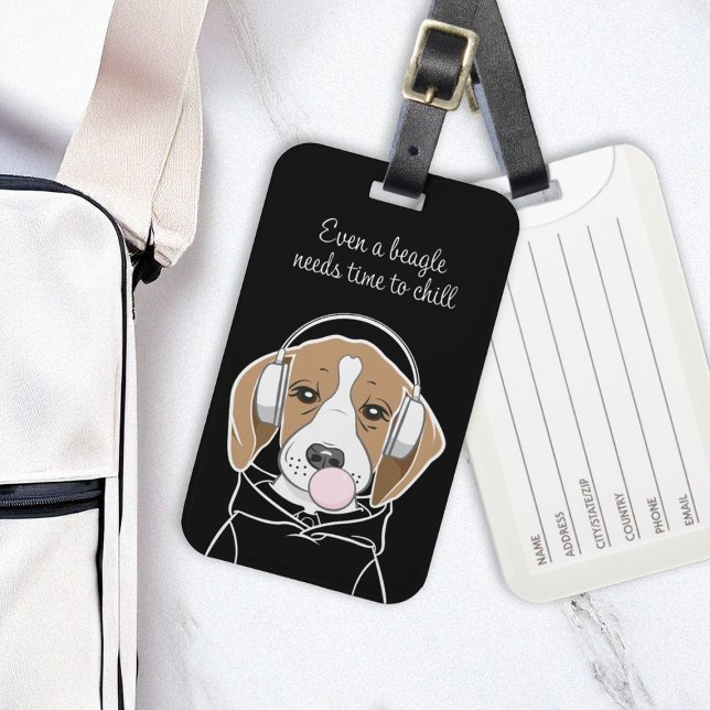 Hund med Bubblegum Cute Funny Beagle Bagagebricka (Skapare uppladdad)